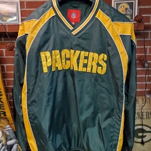 Vintage NFL Green Bay Packerd Pull Over Windbreaker Large